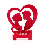 Подсвечник Любовь-Любовь для одной свечи из металла красный - фото 242206