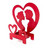 Подсвечник Любовь-Любовь для одной свечи из металла красный - фото 242208