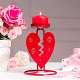 Подсвечник декор  Сердце красного цвета из металла - фото 242275