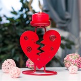 Подсвечник декор  Сердце красного цвета из металла - фото 242276