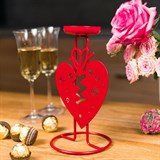 Подсвечник декор  Сердце красного цвета из металла - фото 242277