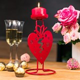 Подсвечник декор  Сердце красного цвета из металла - фото 242278