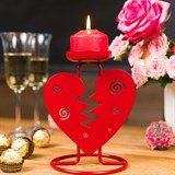 Подсвечник декор  Сердце красного цвета из металла - фото 242279
