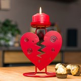 Подсвечник декор  Сердце красного цвета из металла - фото 242280