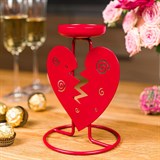 Подсвечник декор  Сердце красного цвета из металла - фото 242281