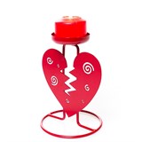 Подсвечник декор  Сердце красного цвета из металла - фото 242285