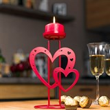 Подсвечник Сердечки из металла подарочный - фото 242338