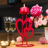 Подсвечник Сердечки из металла подарочный - фото 242339