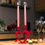 Подсвечник настольный на две свечи Сердце - фото 242349