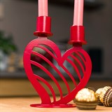 Подсвечник на две свечи Красное Сердце из металла - фото 242356