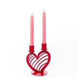 Подсвечник на две свечи Красное Сердце из металла - фото 242360