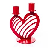 Подсвечник на две свечи Красное Сердце из металла - фото 242361