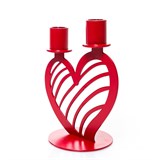 Подсвечник на две свечи Красное Сердце из металла - фото 242362