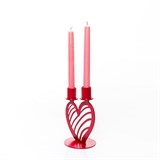 Подсвечник на две свечи Красное Сердце из металла - фото 242363