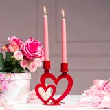 Подсвечник Сердечки на две свечи из металла подарочный - фото 242374