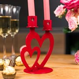 Подсвечник Сердечки на две свечи из металла подарочный - фото 242379