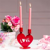 Настольный декор  на две свечи Любовь красный - фото 242404