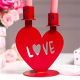 Настольный декор  на две свечи Любовь красный - фото 242405