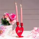 Настольный декор  на две свечи Любовь красный - фото 242406