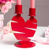 Подсвечник настольный на две свечи Сердце - фото 242415