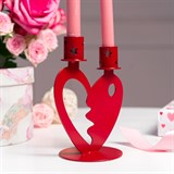 Декоративный подсвечник из металла на две свечи Сердце - фото 242425