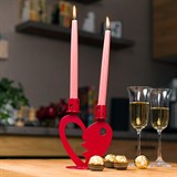 Декоративный подсвечник из металла на две свечи Сердце - фото 242427