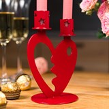 Декоративный подсвечник из металла на две свечи Сердце - фото 242428