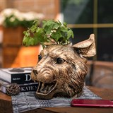 Кашпо Рысь  U09350-G полистоун цв.золото - фото 243078