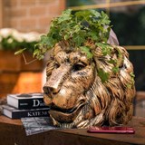 Кашпо Лев U09348-G полистоун цв.золото - фото 243143