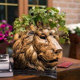 Кашпо Лев U09348-G полистоун цв.золото - фото 243144