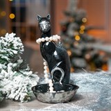 Подставка для украшений Кошка полистоун цв.черный с серебром - фото 243329 Подставка для украшений Кошка полистоун цв.черный с серебром - фото 243329