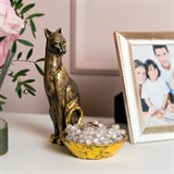 Настольная подставка для украшений Кошка полистоун цв.черный с золотом - фото 243332