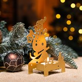 Подсвечник Снеговик на лыжах, металл,для одной свечи - фото 243650