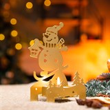 Подсвечник Снеговик на лыжах, металл,для одной свечи - фото 243652