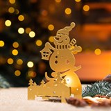 Подсвечник Снеговик на лыжах, металл,для одной свечи - фото 243653