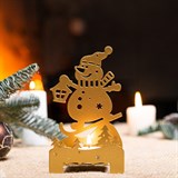 Подсвечник Снеговик на лыжах, металл,для одной свечи - фото 243654