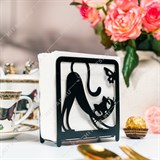 Салфетница металлическая 703-052 Чёрный Кот с бабочкой - фото 243893