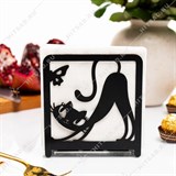 Салфетница металлическая 703-052 Чёрный Кот с бабочкой - фото 243896